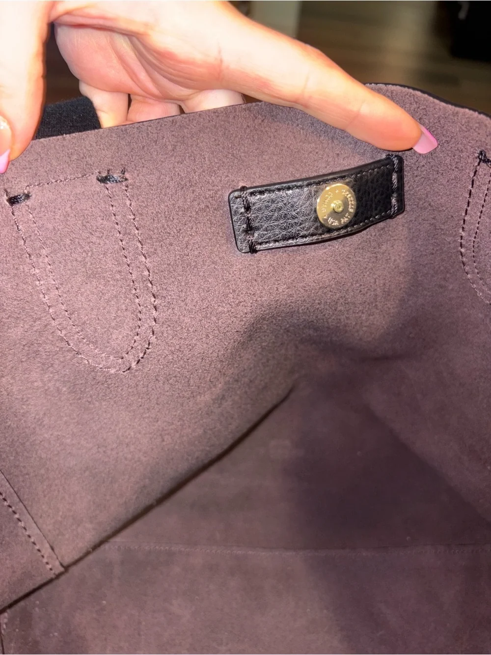 Coach Black Leather Tote with Gold Tag Accent